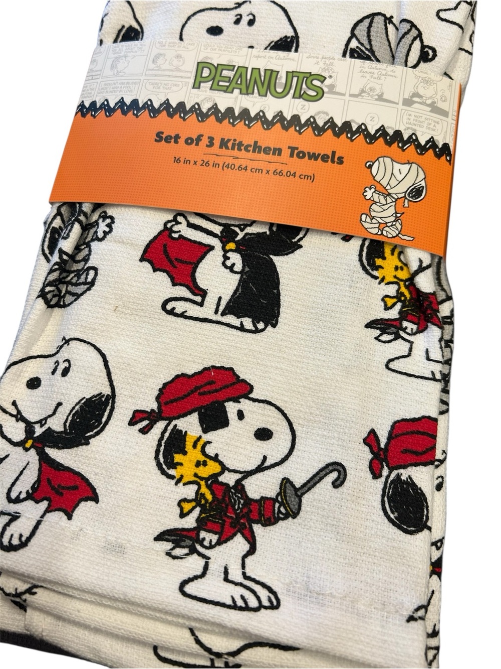 Peanuts Snoopy & Woodstock Halloween Theme Set of 3 Kitchen Towels - Picture 2 of 3